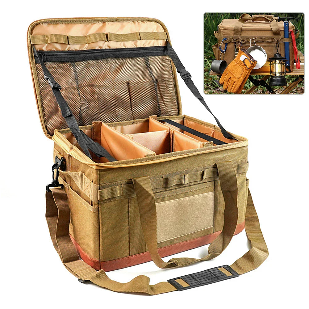 30L Camping Organizer Storage Bag Khaki Camping & Hiking - Tophatter Daily Deals