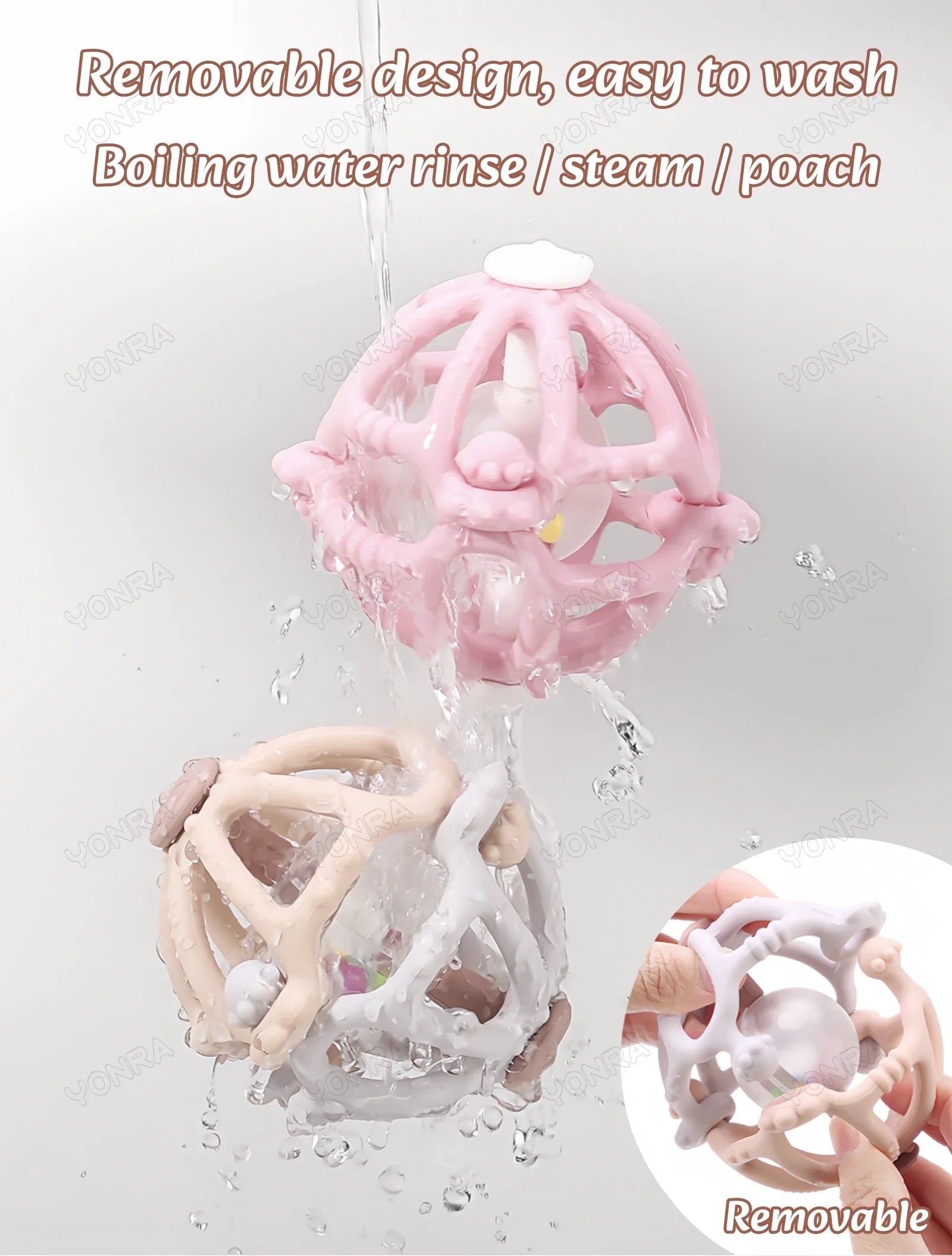 Silicone Teether Rattle Orb Montessori Newborn Sensory Toys - Tophatter Daily Deals