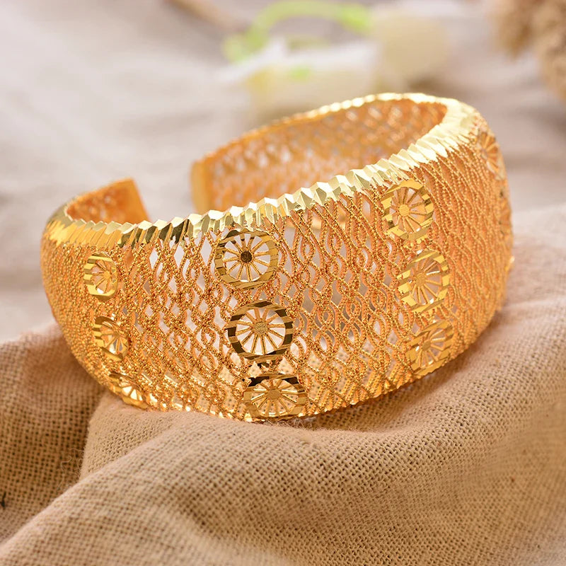 Gold Plated Bangles Luxury Arabic Wedding Bracelet - Tophatter Daily Deals