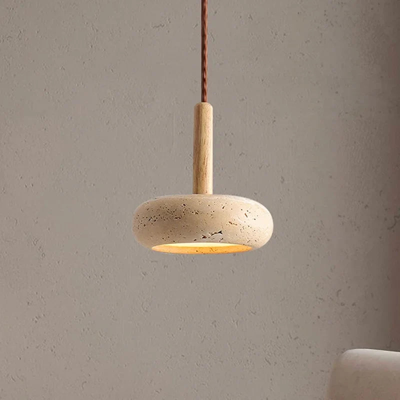 Japandi LED Pendant Lamp Yellow Stone Wabi Sabi Ambient Design - Tophatter Daily Deals