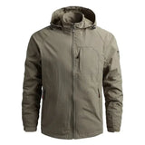 Waterproof Men Jacket- Hooded Windbreaker Polyester Camping Khaki - Tophatter Daily Deals
