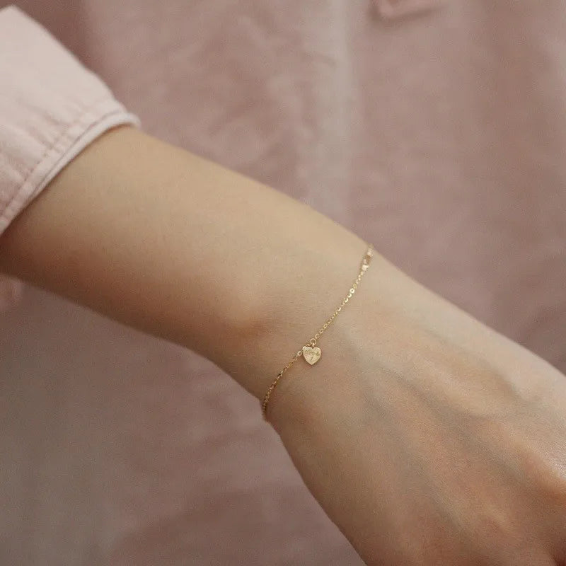 Gold Heart Bracelet 14K Plated 925 Silver Valentine's Gift - Tophatter Daily Deals