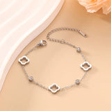Clover Flower Stainless Steel Bracelet Set Gold Gift - Tophatter Daily Deals