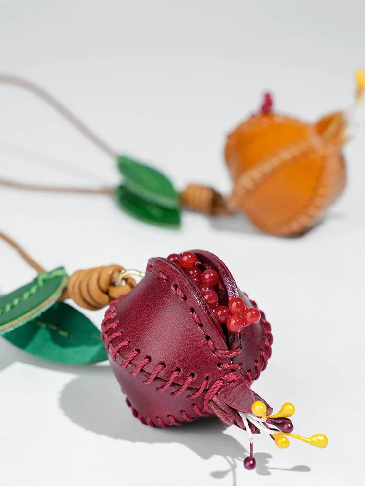 Pomegranate Leather Charm Keychain Bag And Car Decor - Tophatter Daily Deals