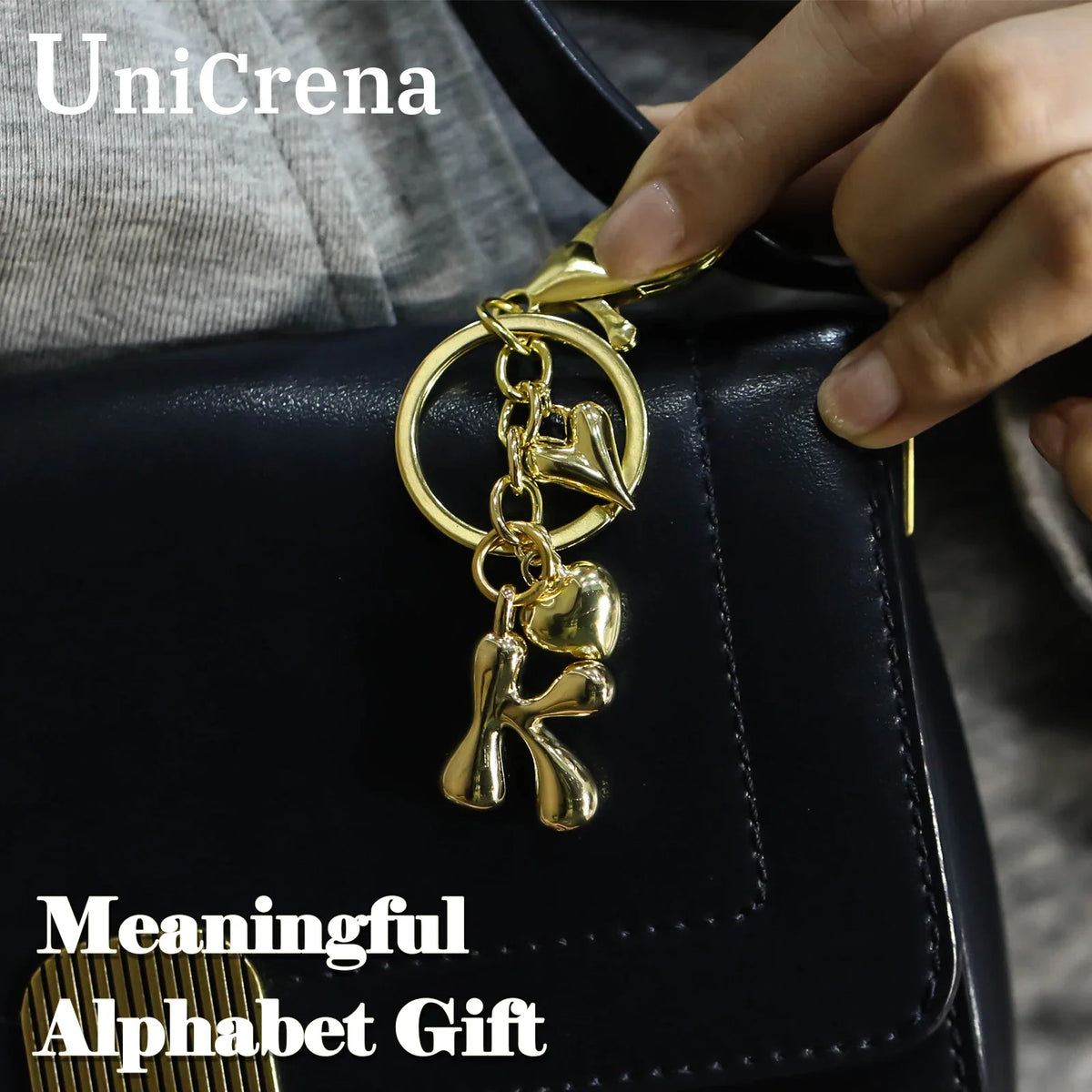 Personalized Keychain Gold Bubble Letter Bag Charm Gift - Tophatter Daily Deals