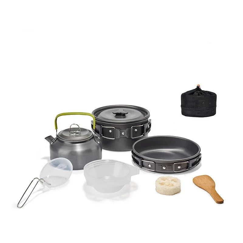Camping Cookware Set for 1-3 Persons Black Camp Cooking - Tophatter Daily Deals
