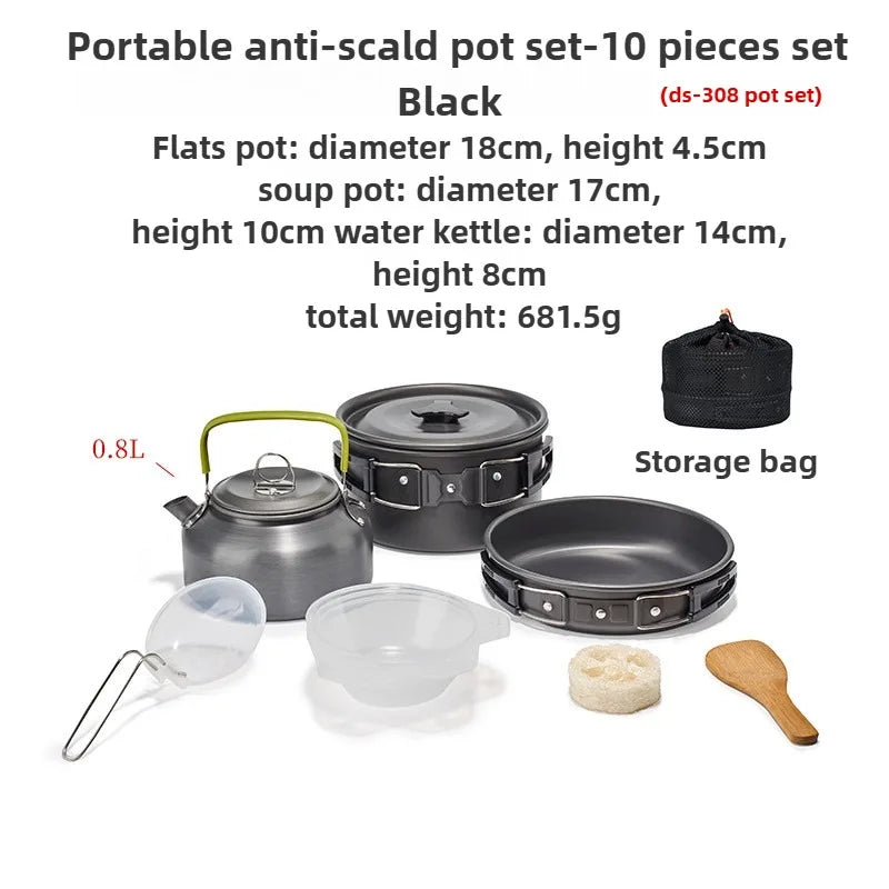 Camping Cookware Set for 1-3 Persons Black Camp Cooking - Tophatter Daily Deals