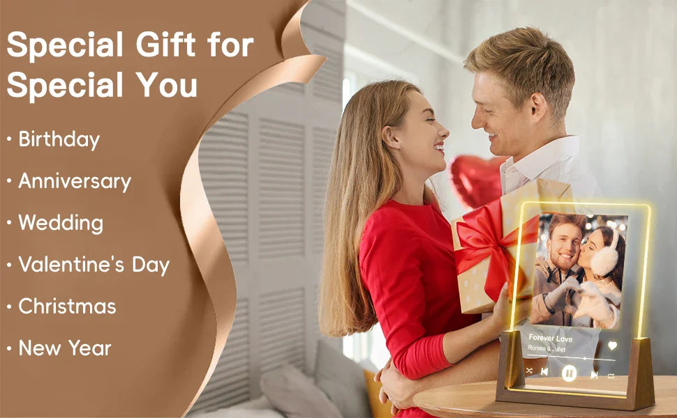 Customized Spotify Music Plaque Gifts For Anniversary Day Personalized Acrylic Photo Frame Lamp Custom Romantic Birthday Gifts - Tophatter Daily Deals