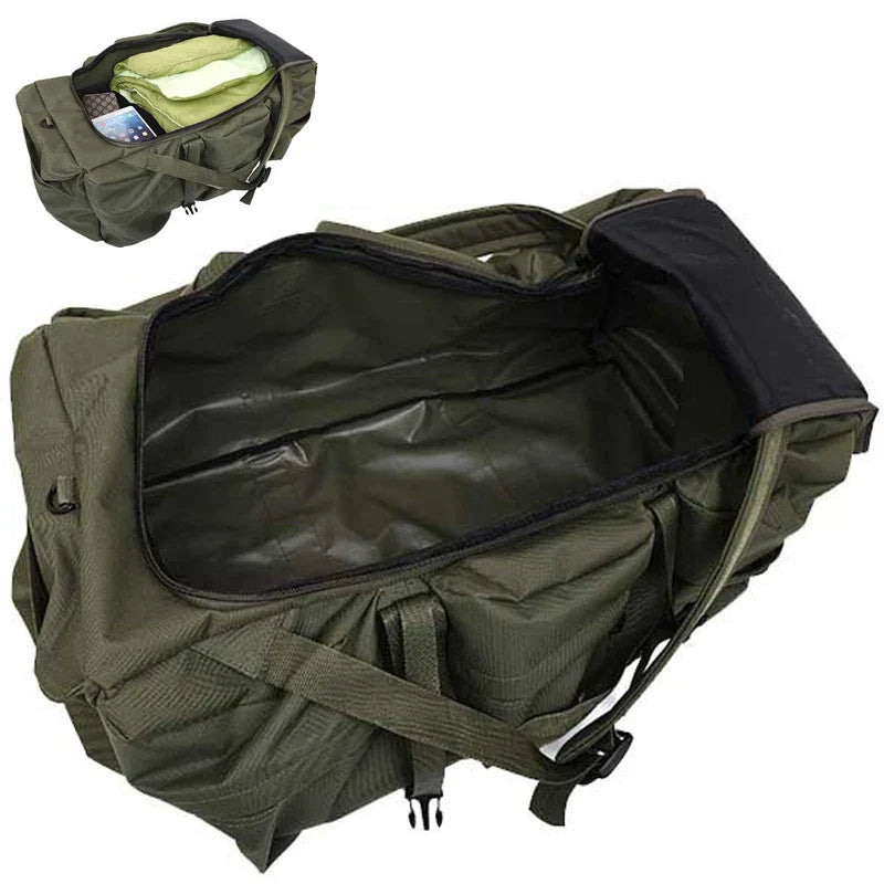 100L Tactical Backpack Waterproof Camping Duffel Green Duffel Bags - Tophatter Daily Deals