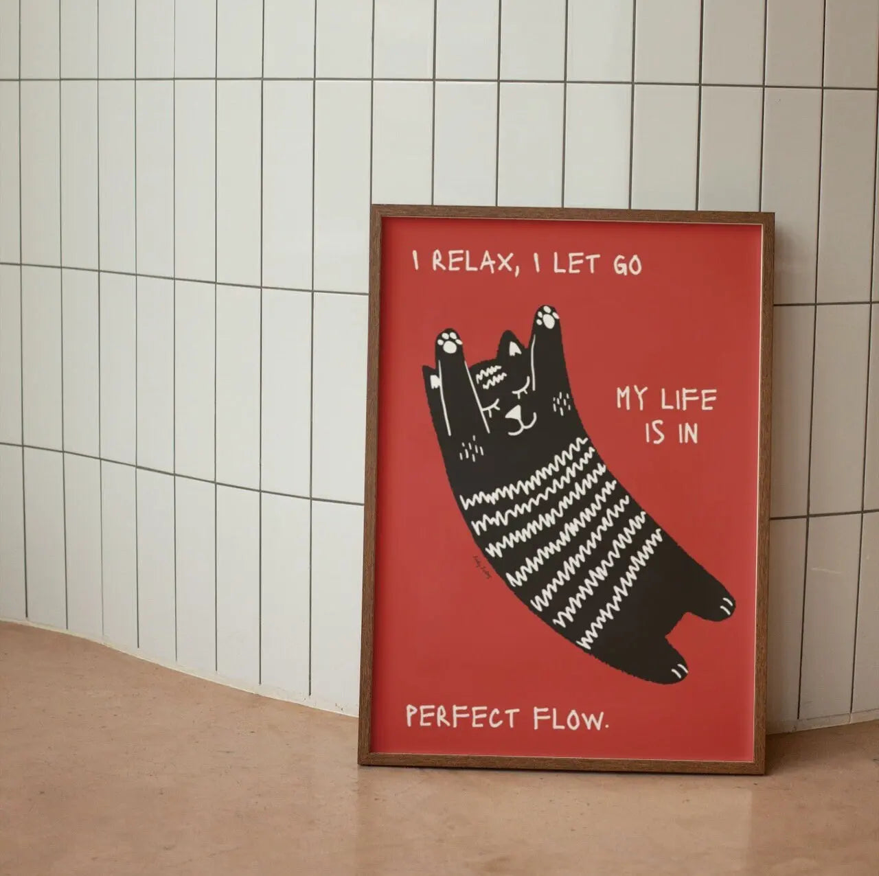 Black Cat Wall Art Red Orange Canvas Print Waterproof 04 - Tophatter Daily Deals