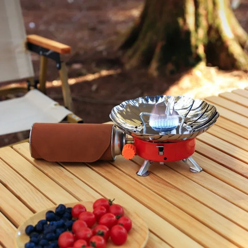 Windproof Mini Folding Camping Gas Stove Red Camp Cooking - Tophatter Daily Deals