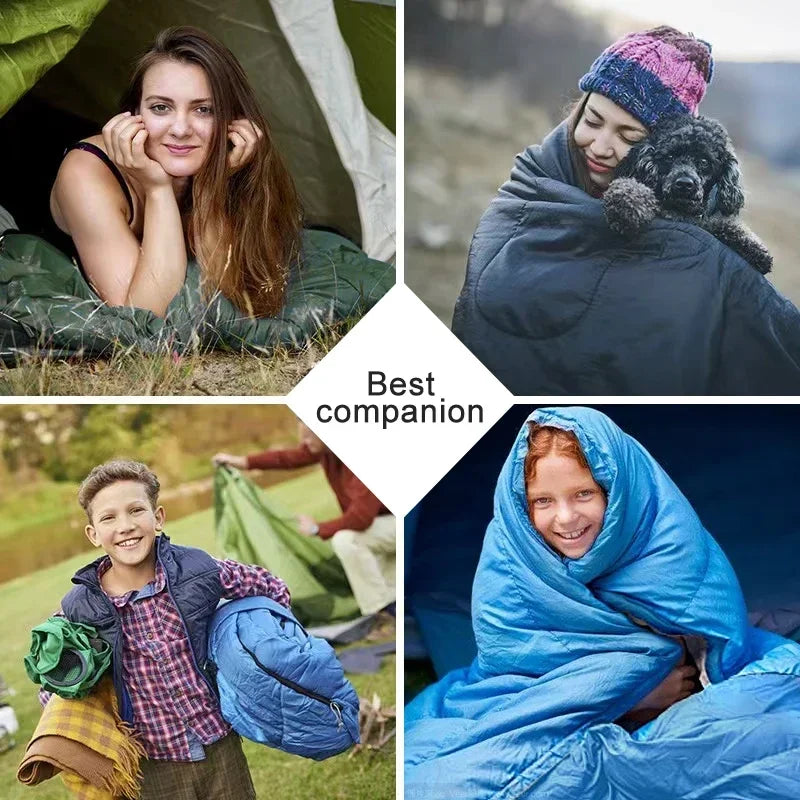 4-Season Waterproof Sleeping Bag Envelope-Style Green Sleeping Bags - Tophatter Daily Deals