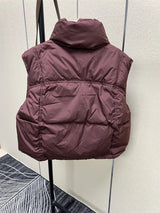 Warm Women’s Down Vest - Stand Collar, Duck Down, Winter - Tophatter Daily Deals