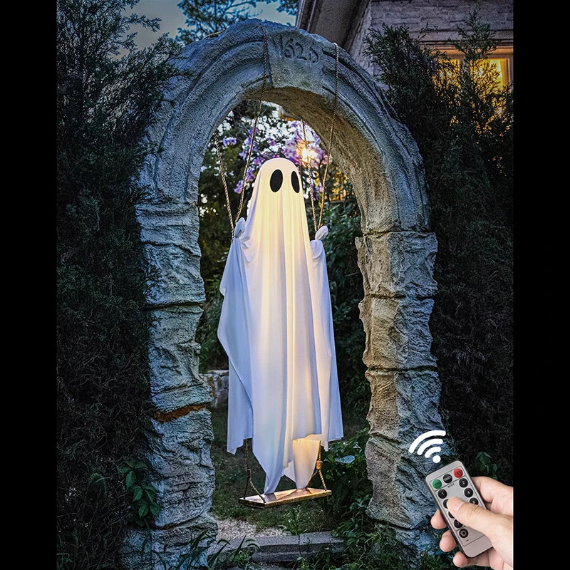 Hanging Swing Ghost Decoration Halloween 2025 Porch Lights - Tophatter Daily Deals