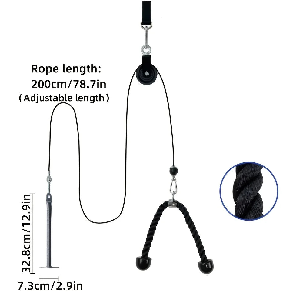 Nine-Piece Pulley Fitness Accessories Kit Black Fitness - Tophatter Daily Deals