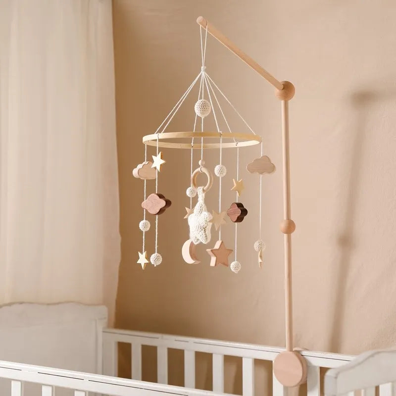 Baby Crib Mobile Wooden Musical Newborn Sensory Toys - Tophatter Daily Deals