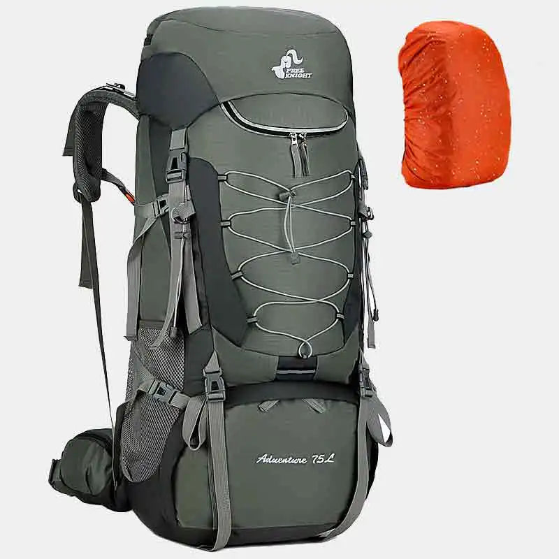 75L Camping Backpack Waterproof Rucksack Green Backpacks - Tophatter Daily Deals