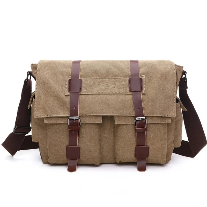 Men's Canvas Business Messenger Shoulder Bag (Khaki) Luggage & Bags > Messenger Bags - Tophatter Daily Deals