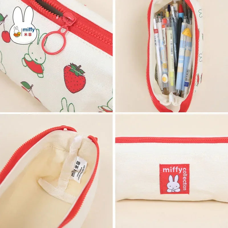 Miffy Strawberries Canvas Pencil/Cosmetic Case Animals - Tophatter Daily Deals