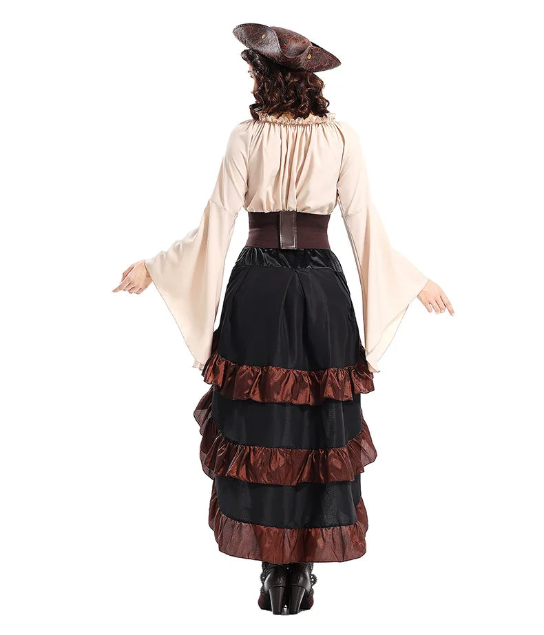 Pirate Costume Corset Dress Halloween Medieval Captain Look - Tophatter Daily Deals