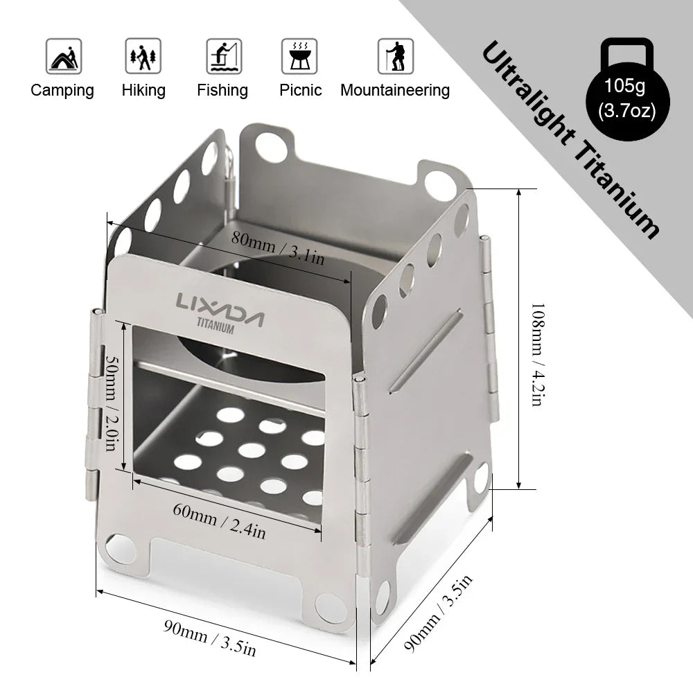 Folding Wood Stove with Mini Alcohol Stove Silver Camp Cooking - Tophatter Daily Deals