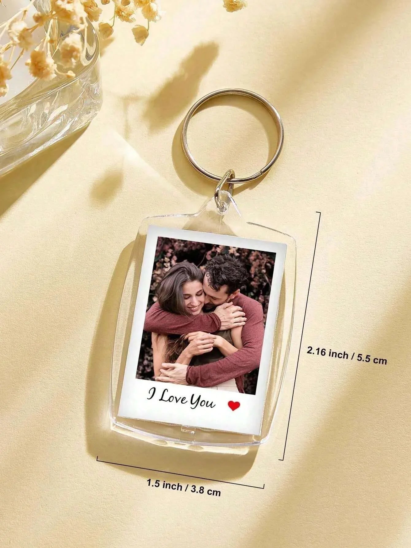 Custom Photo And Text Keychain, Personalized Acrylic Keychain, Couple Keychain, Birthday's Gift, Anniversaries, Couples Gift. - Tophatter Daily Deals