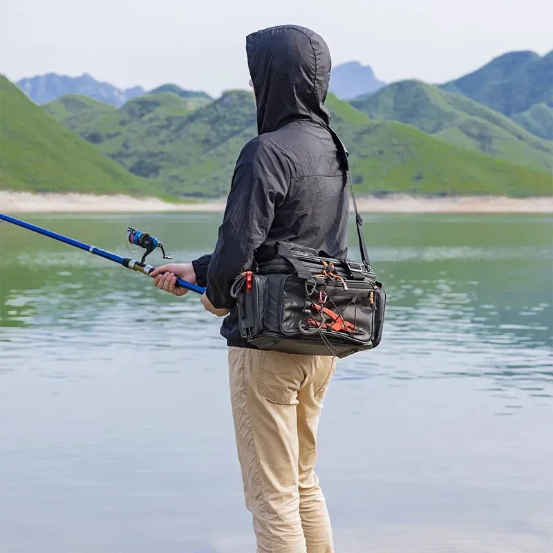 Waterproof Fishing Gear Shoulder Bag Camping Black Duffel Bags - Tophatter Daily Deals