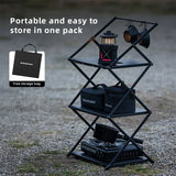 Camping Foldable Storage Organizer Rack Black Camp Furniture - Tophatter Daily Deals
