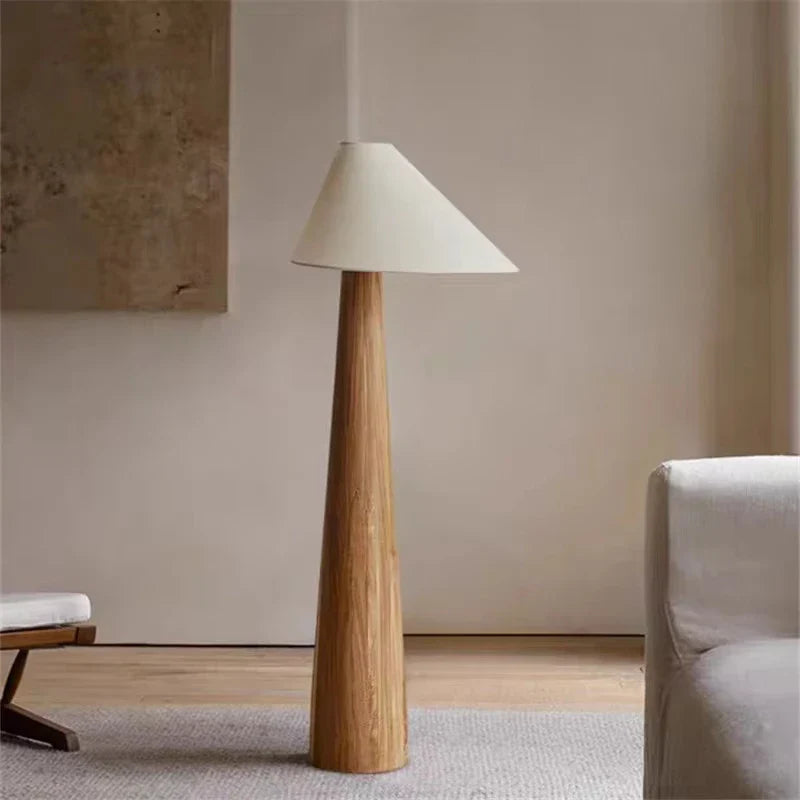 Japandi Conical Oak Floor Lamp Wabi Sabi Retro Lighting Home Decor - Tophatter Daily Deals