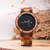 Wooden Couple Watches Handmade Quartz Date Unisex Display - Tophatter Daily Deals