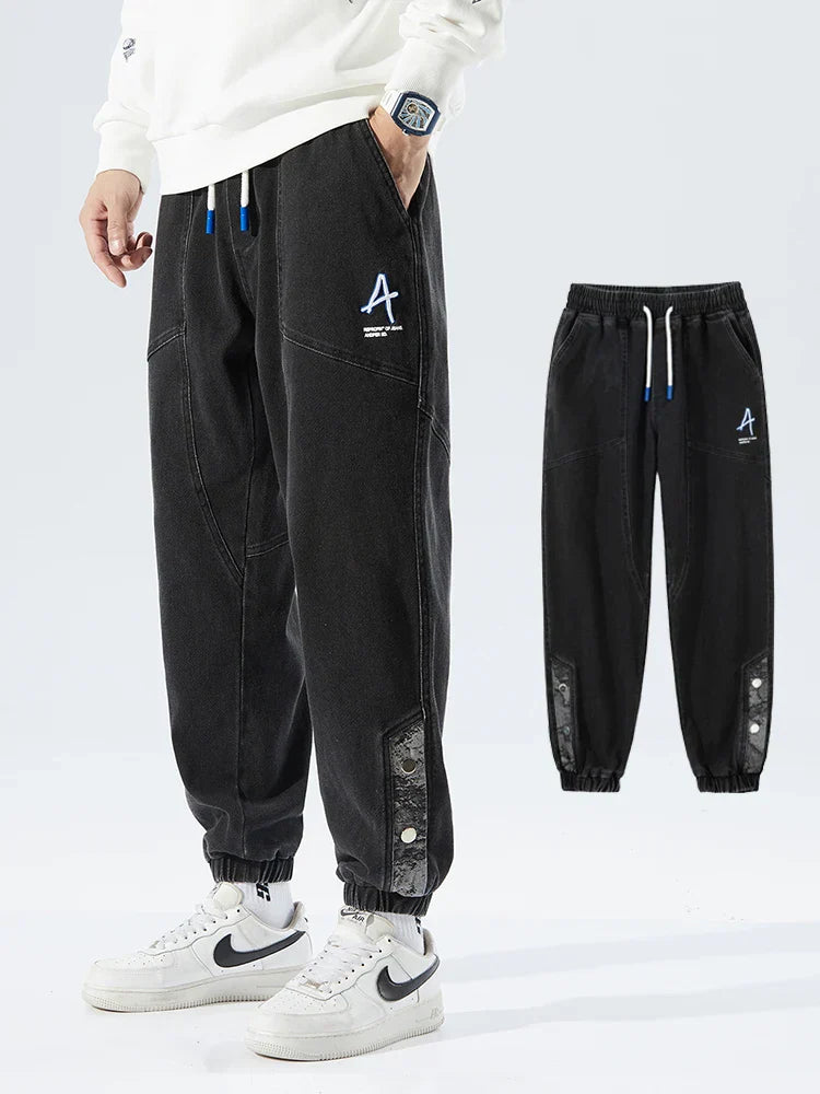Stretchy Relaxed Men's Denim Joggers - Baggy Tapered, Denim Black - Tophatter Daily Deals