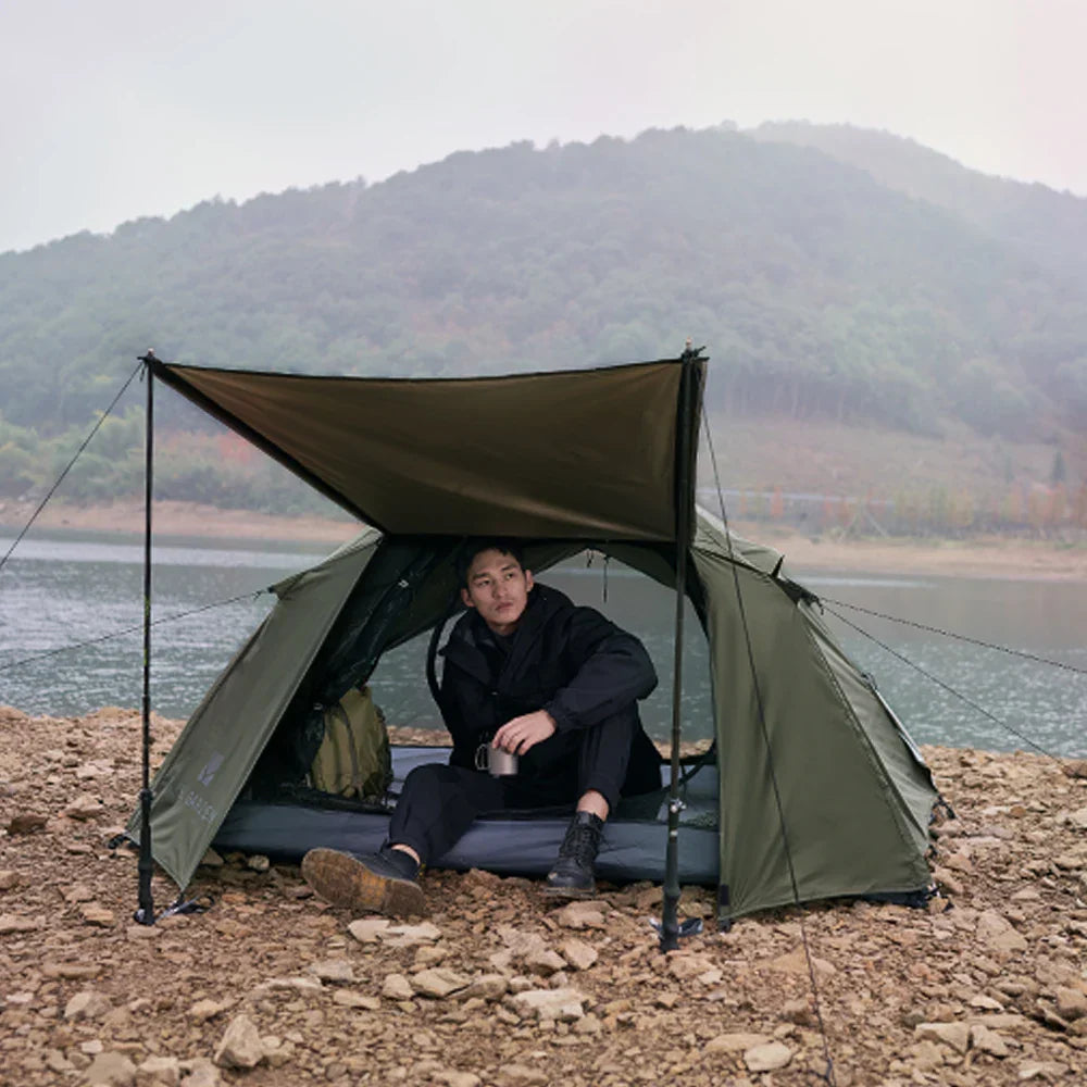 Double-Layer Camping Tent Olive Green Tents - Tophatter Daily Deals