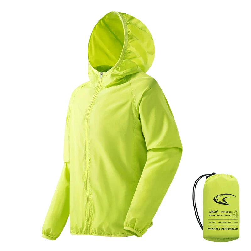 Waterproof Men's Hiking Jacket - Hooded Quick Dry, Polyester Unisex Green - Tophatter Daily Deals