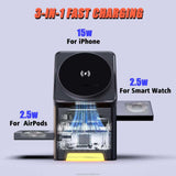 3-in-1 Foldable Magnetic Wireless Charging Station Wireless Charging Stations - Tophatter Daily Deals