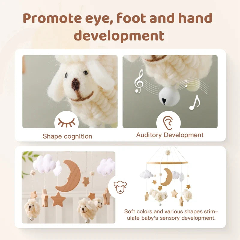 Wooden Felt Animal Crib Mobile With Soothing Calming Music - Tophatter Daily Deals