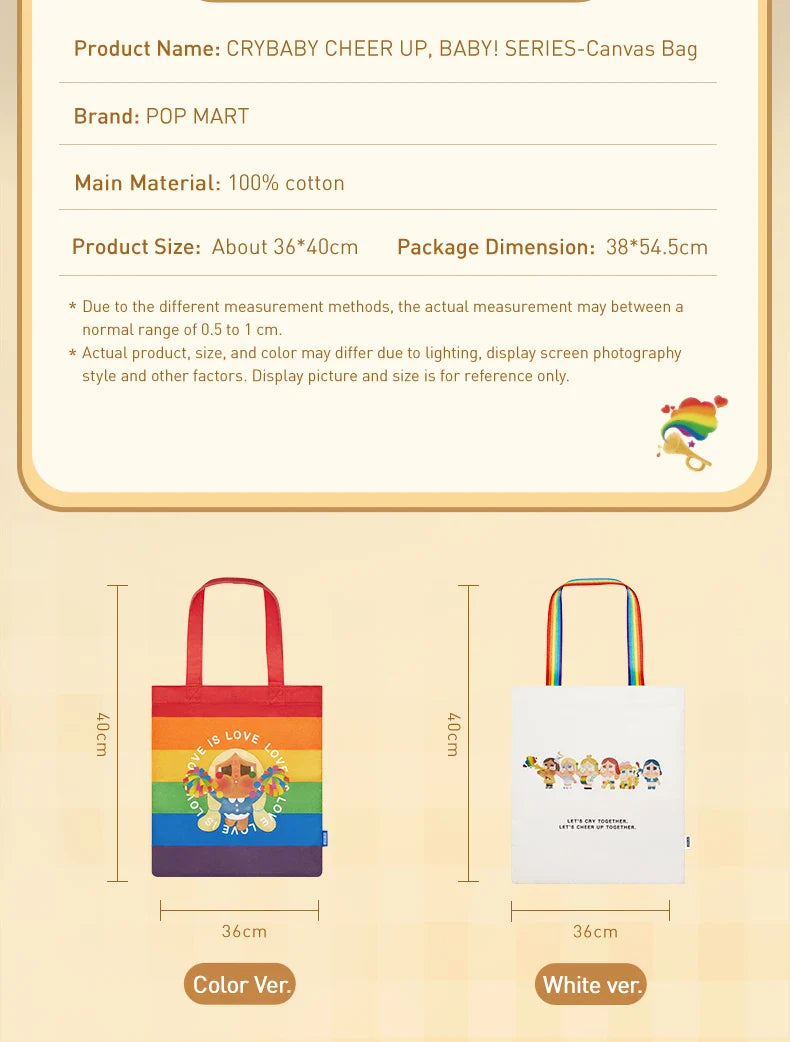 Genuine Pop Mart Crybaby Cheer Up, Baby! Series - Rainbow Canvas Bag Anime - Tophatter Daily Deals