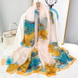 Lightweight Flowy Women’s Silk Scarf - Long Sheer Wrap Multicolored 1 - Tophatter Daily Deals