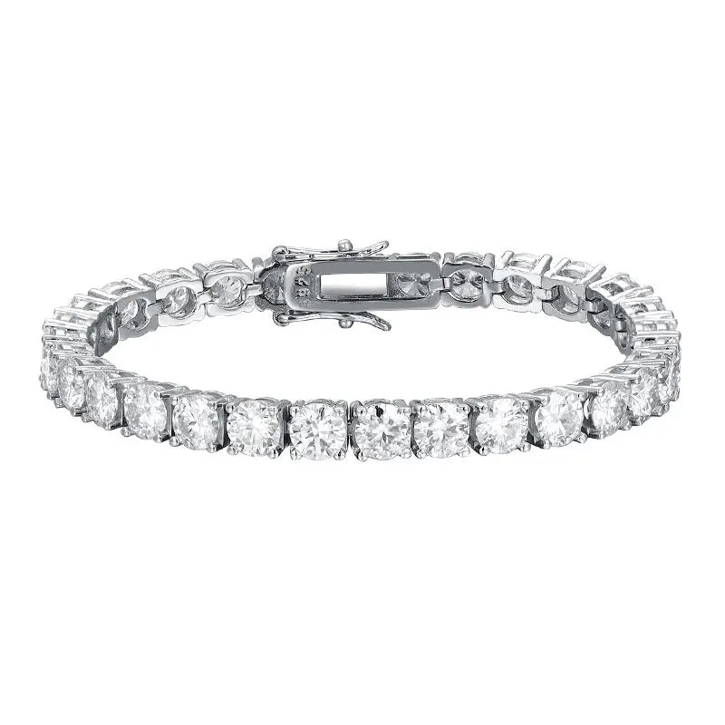 Moissanite 2mm Tennis Bracelet Sterling Silver White 5mm - Tophatter Daily Deals
