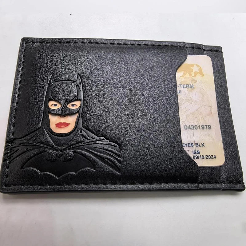 Leather Bat Wallet Personalized Superhero Mask Card Holder Bat ID Heroic Wallet Gift Unisex Style 1 - Tophatter Daily Deals