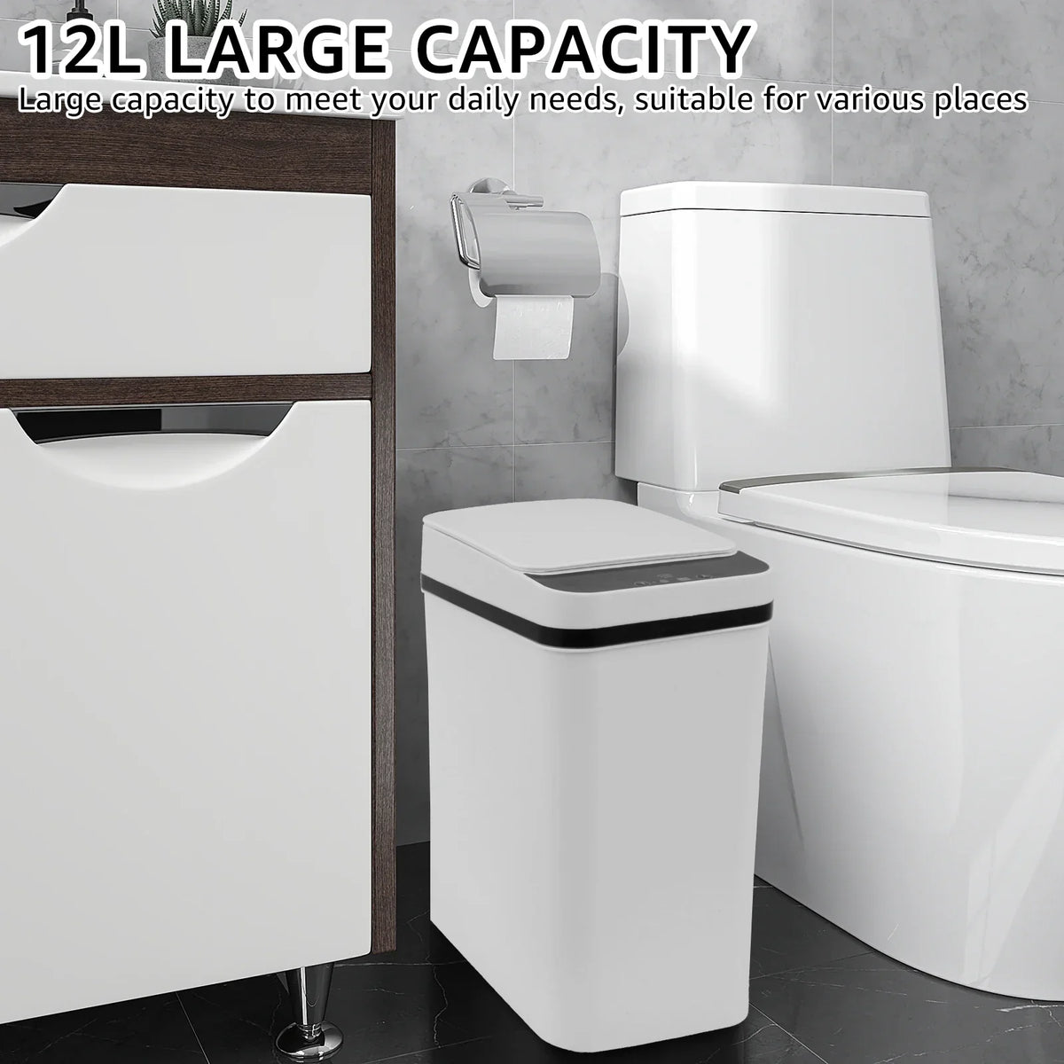 Touchless Automatic Trash Can 12L Sensor Kitchen - Tophatter Daily Deals