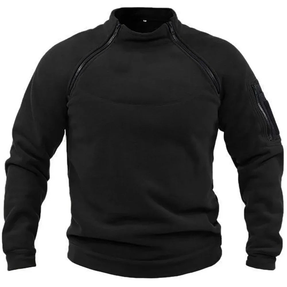 Men's Tactical Fleece Pullover Jacket Outdoor Hiking (Black) Apparel & Accessories > Clothing > Clothing Tops > Sweaters - Tophatter Daily Deals