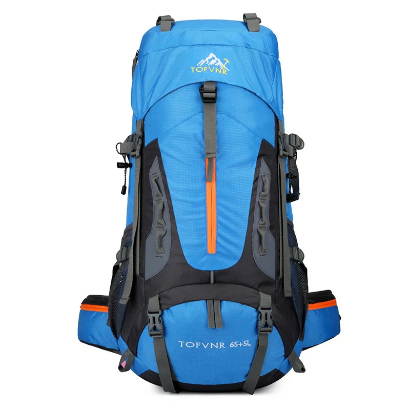 70L Camping Backpack Tear-Resistant Rucksack Blue Backpacks - Tophatter Daily Deals