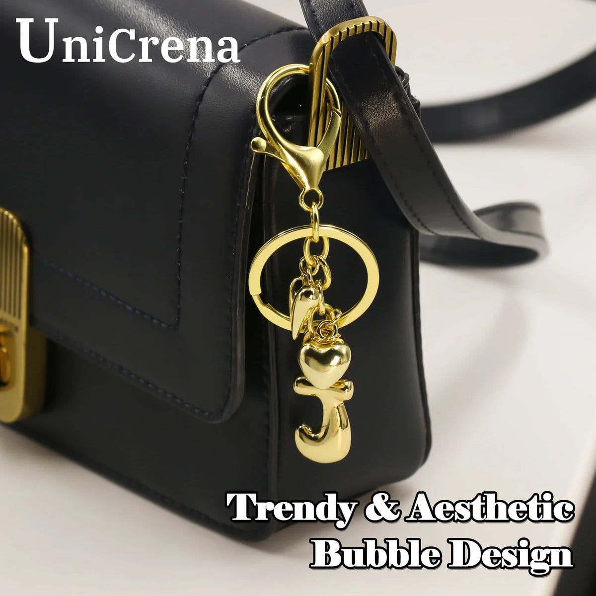 Personalized Keychain Gold Bubble Letter Bag Charm Gift - Tophatter Daily Deals