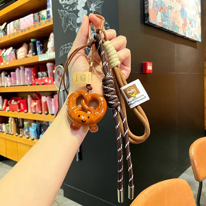 Woven Rope Bowknot Keychain With Cute Pastry Charms Smileface - Tophatter Daily Deals