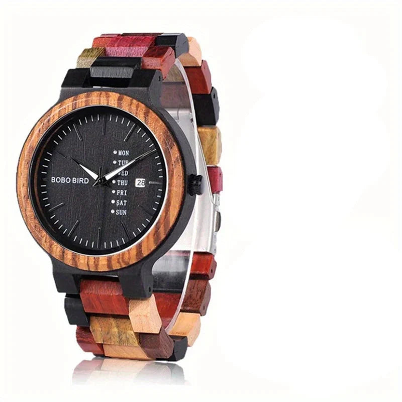 Wooden Couple Watches Handmade Quartz Date Unisex Display Men - Tophatter Daily Deals