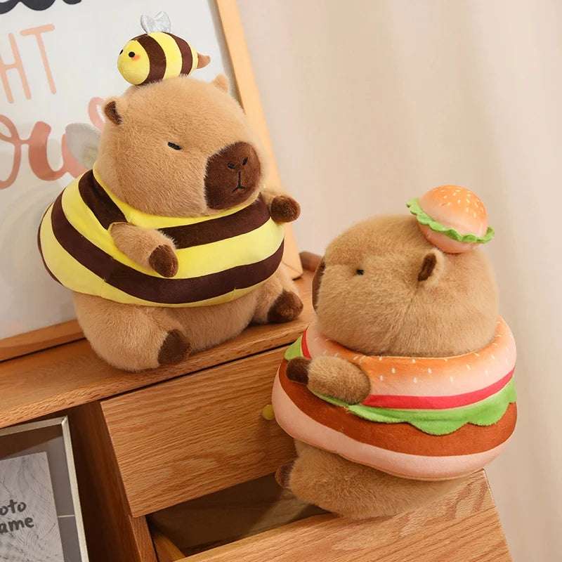 Kawaii Snack Attack: Hamburger Capybara Dog Pig Capibaras Pizza Bubble Tea Cushion Plush Animals - Tophatter Daily Deals