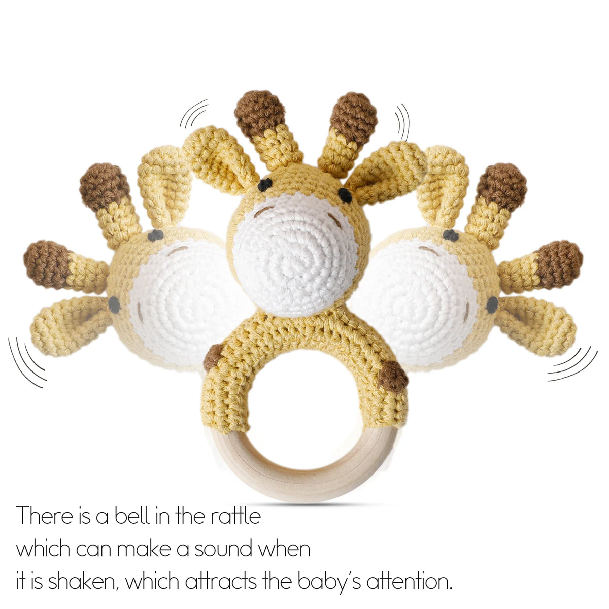 Wooden Crochet Animal Teether Rattle Newborn Sensory Toys - Tophatter Daily Deals