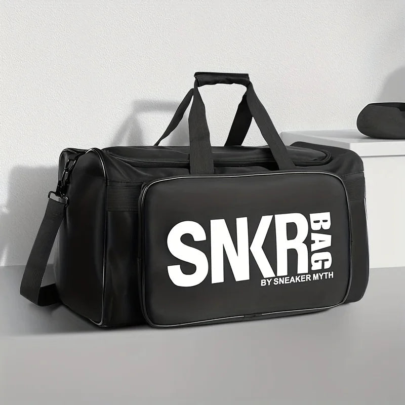 35L Sports Travel Bag with Green Interior Black Duffel Bags - Tophatter Daily Deals