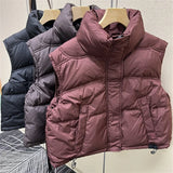 Warm Women’s Down Vest - Stand Collar, Duck Down, Winter - Tophatter Daily Deals