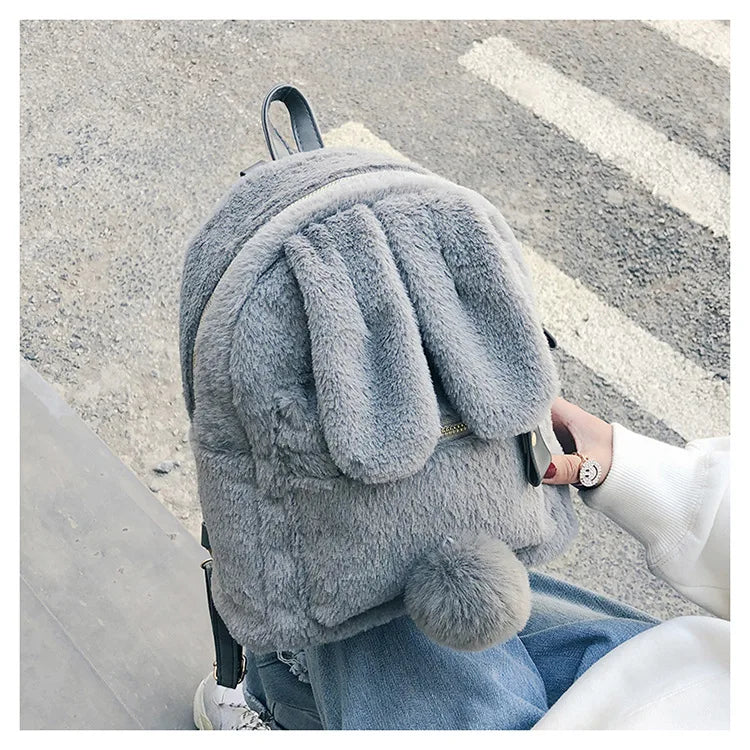 Faux Fur Mini Rabbit Ear Backpack Animals - Tophatter Daily Deals